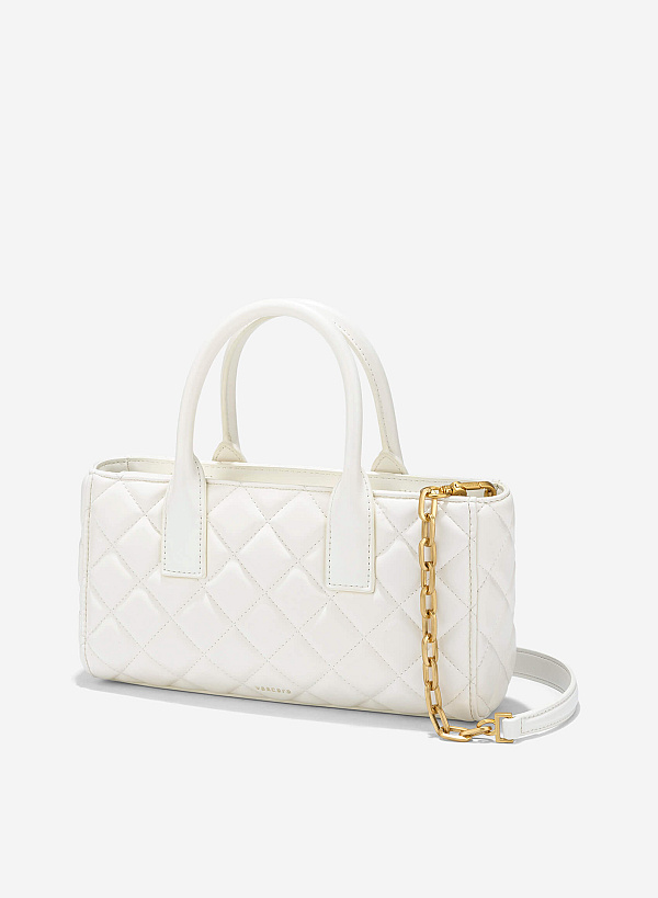 Quilted Handheld Bag - TTE 0169 - Cream - VASCARA