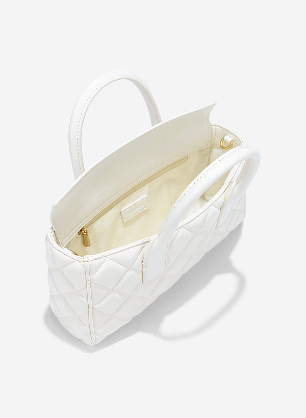 Quilted Handheld Bag - TTE 0169 - Cream - VASCARA