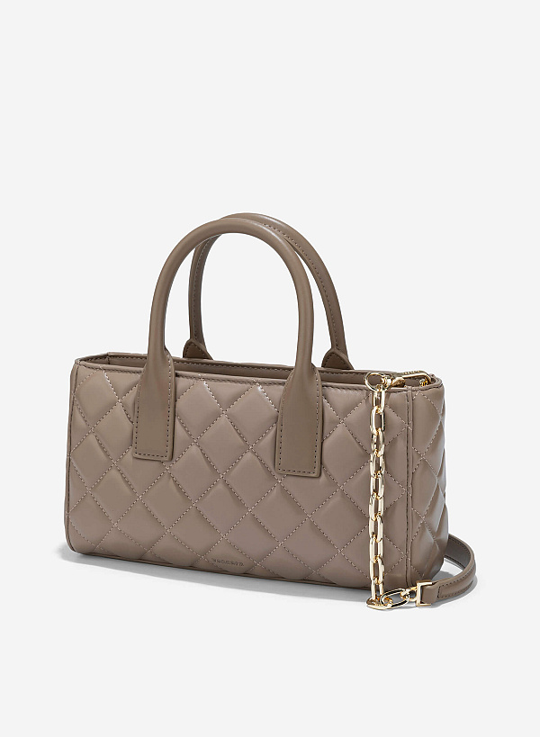 Quilted Handheld Bag - TTE 0169 - Dark Beige - VASCARA