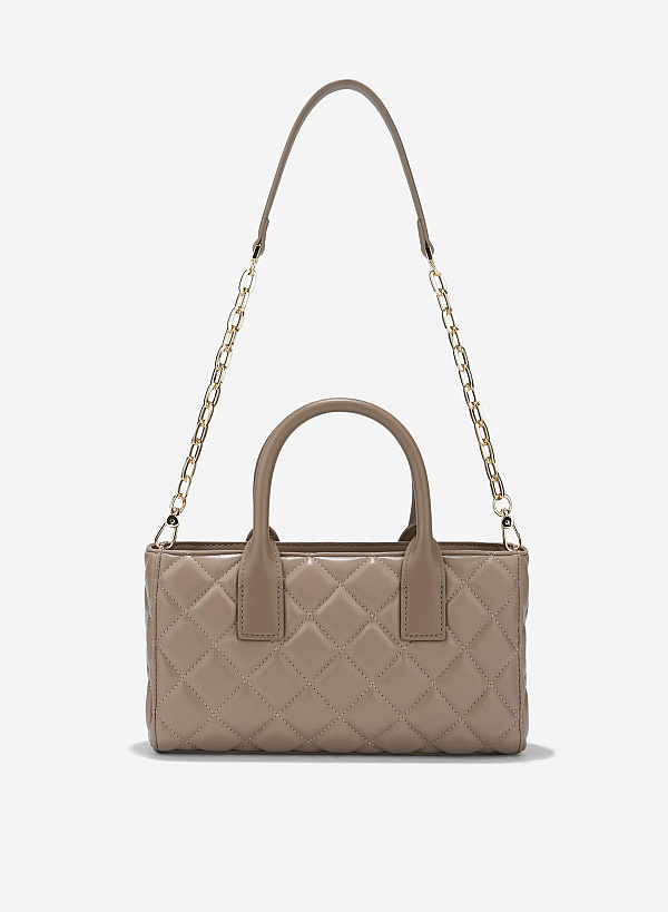 Quilted Handheld Bag - TTE 0169 - Dark Beige - VASCARA