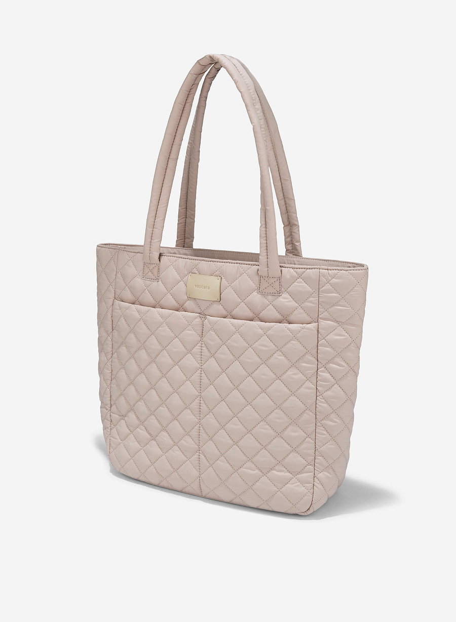 Quilted Parachute Tote Bag - TTE 0170 - Beige - vascara.com