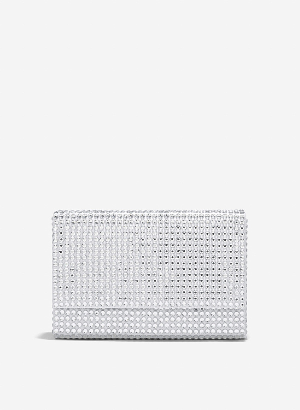 View more item Rhinestones Box Clutch - CLT 0125 - Silver