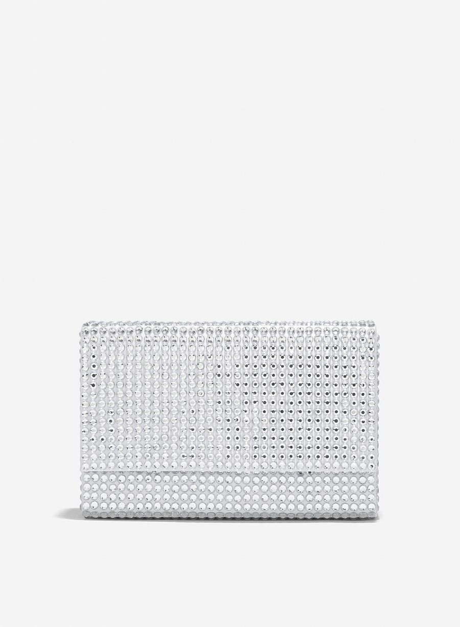 Rhinestones Box Clutch - CLT 0125 - Silver - vascara.com