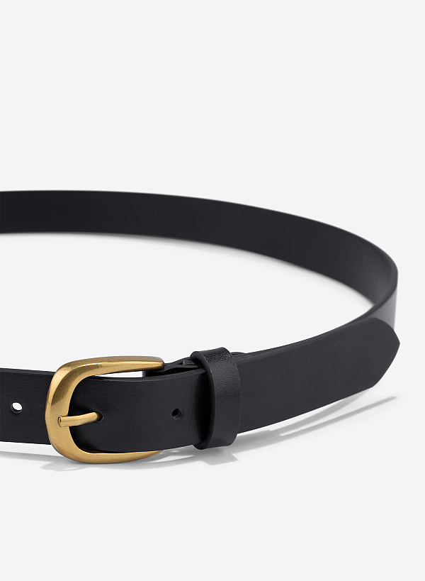 Round Head Buckle Basic Belt - BEL 0030 - Black - VASCARA