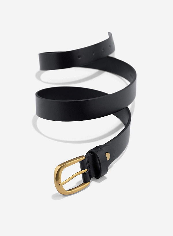 Round Head Buckle Basic Belt - BEL 0030 - Black - VASCARA