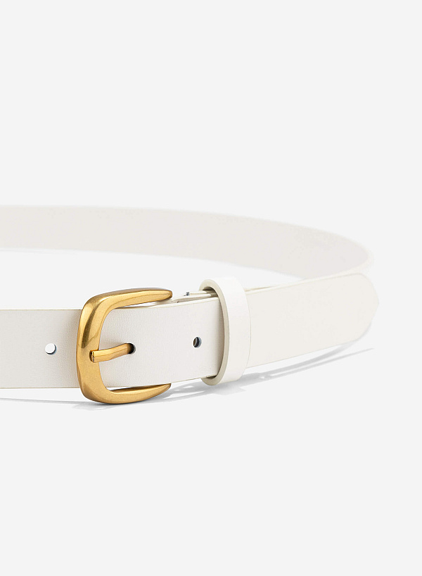 Round Head Buckle Basic Belt - BEL 0030 - Cream - VASCARA