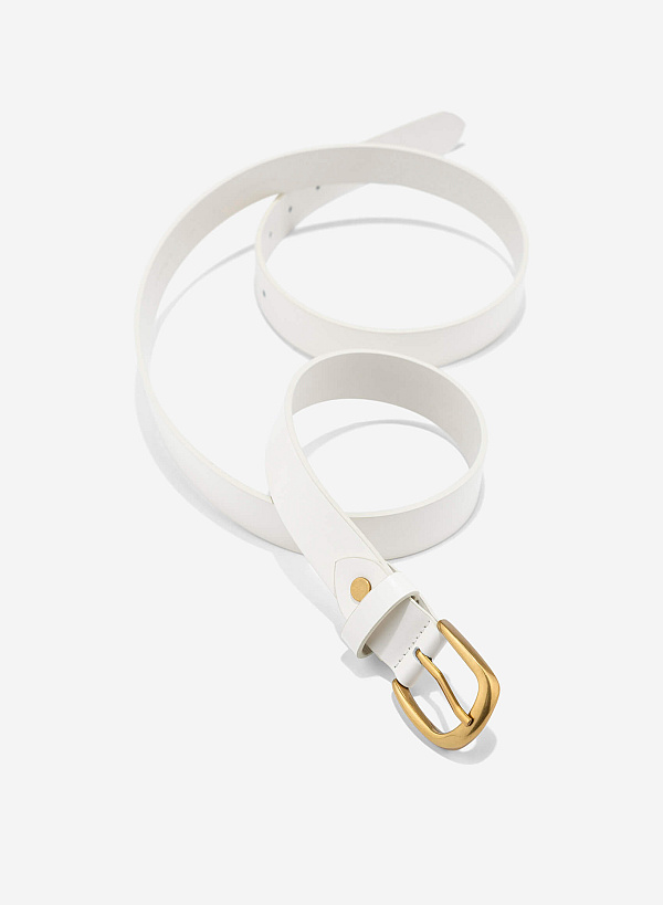 Round Head Buckle Basic Belt - BEL 0030 - Cream - VASCARA