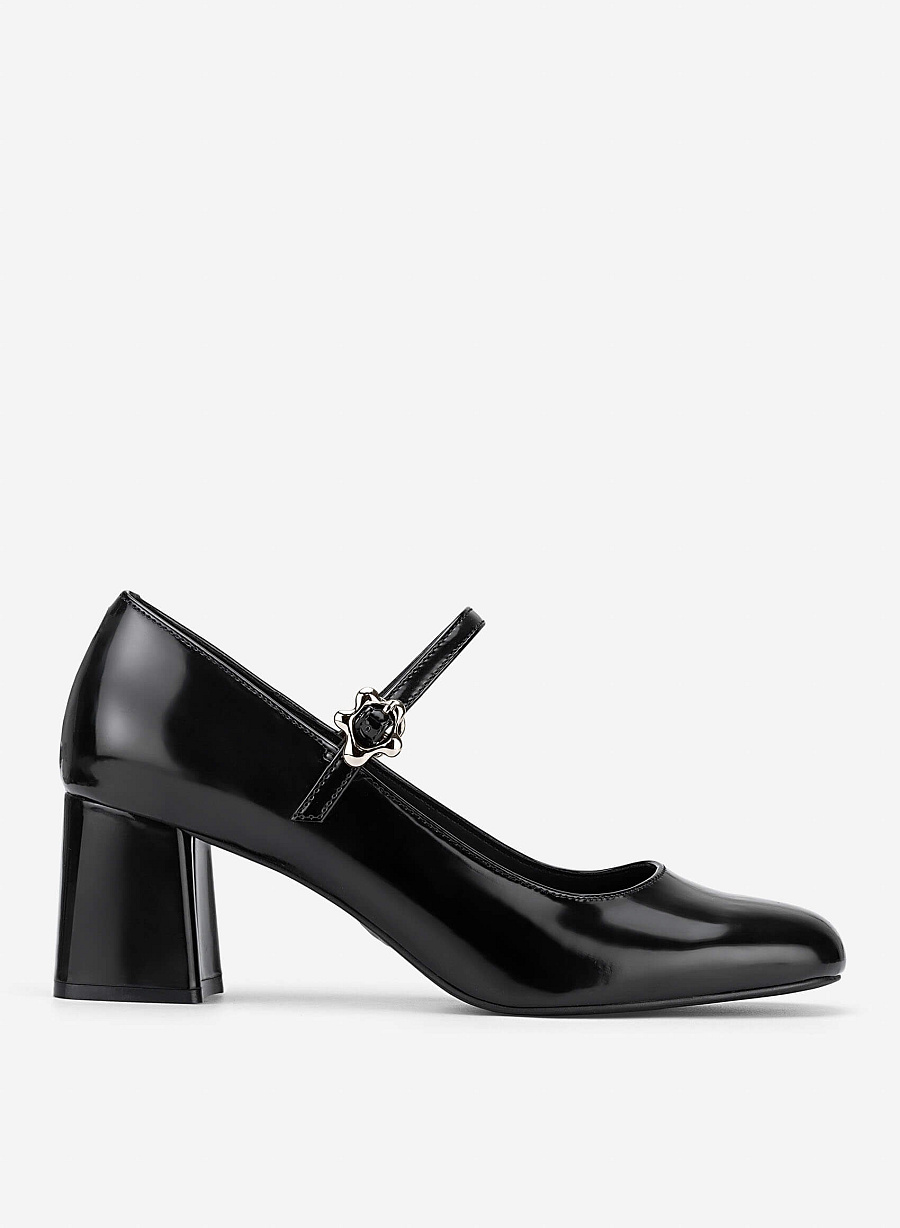 Round Toe Block Heels - HIG 0710 - Black - vascara.com