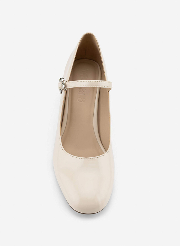 Round Toe Block Heels - HIG 0710 - Cream - VASCARA