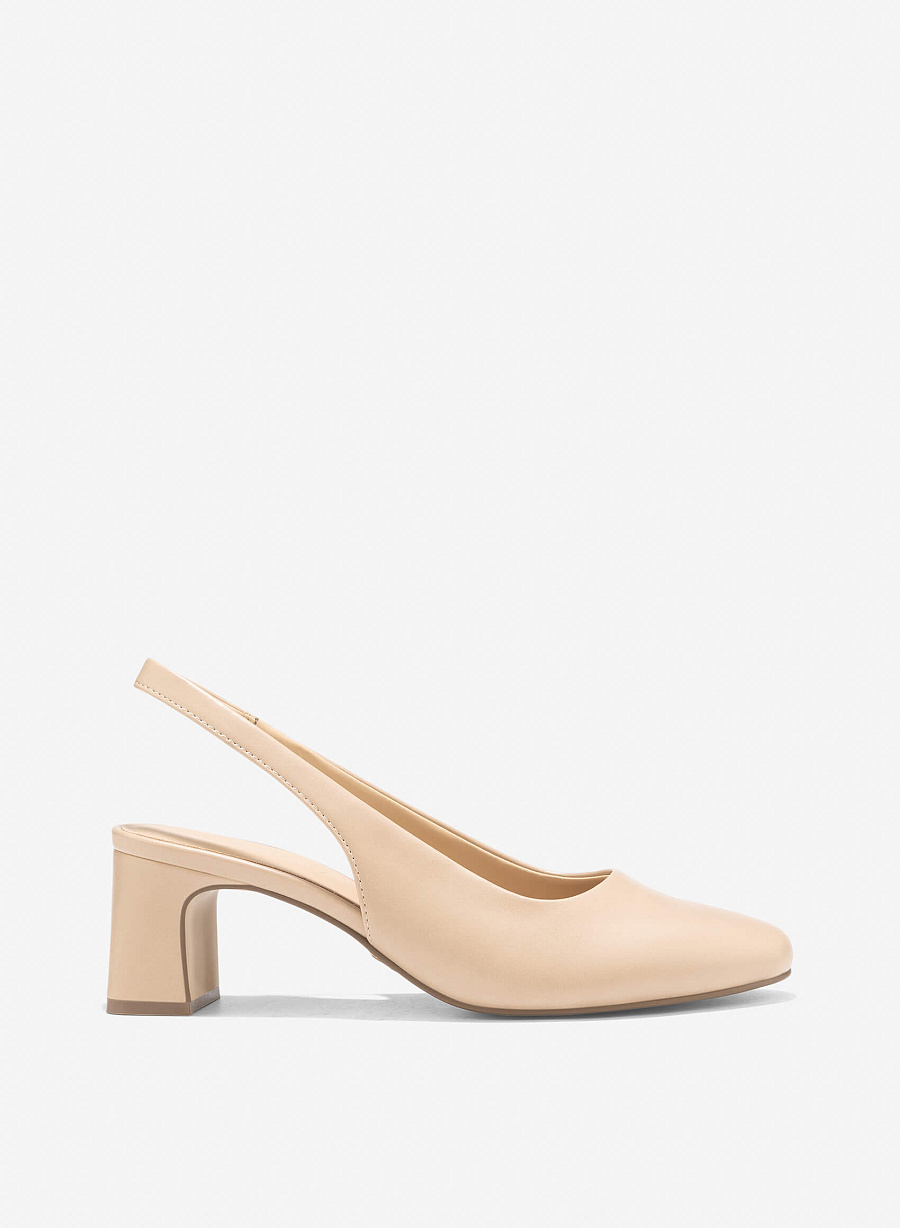 Round Toe Slingback - HIG 0665 - Beige - vascara.com