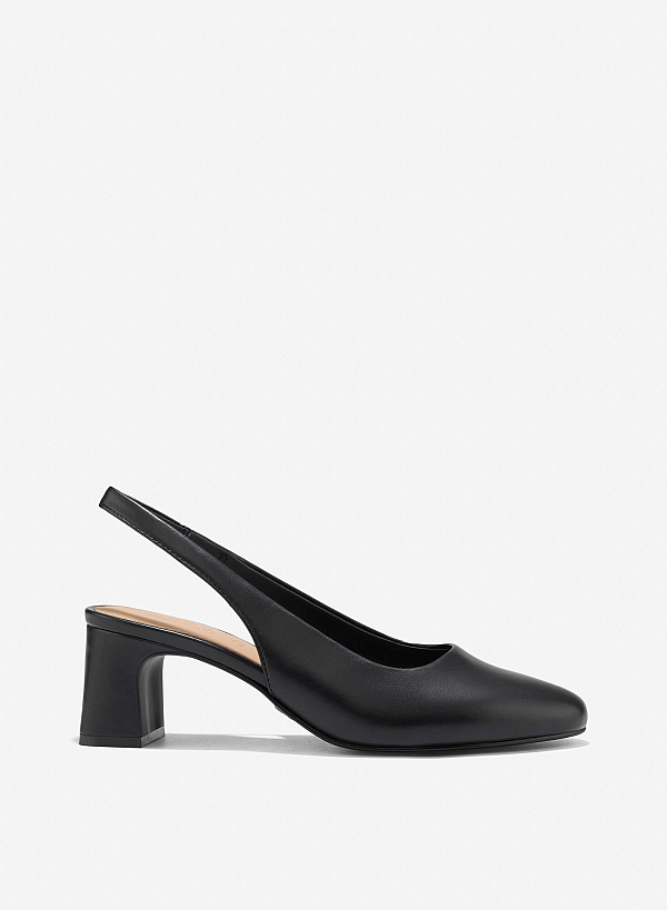 Round Toe Slingback - HIG 0665 - Black