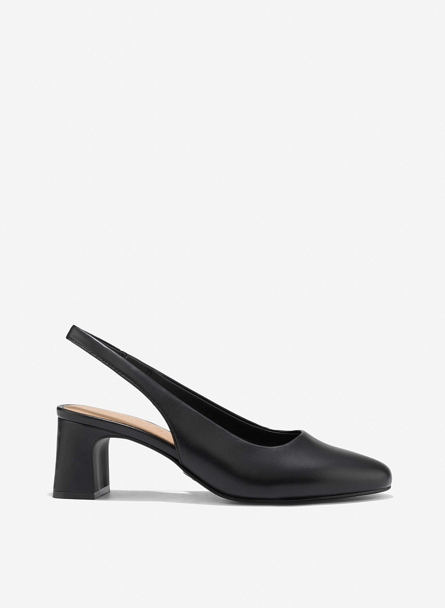 Round Toe Slingback - HIG 0665 - Black - vascara.com