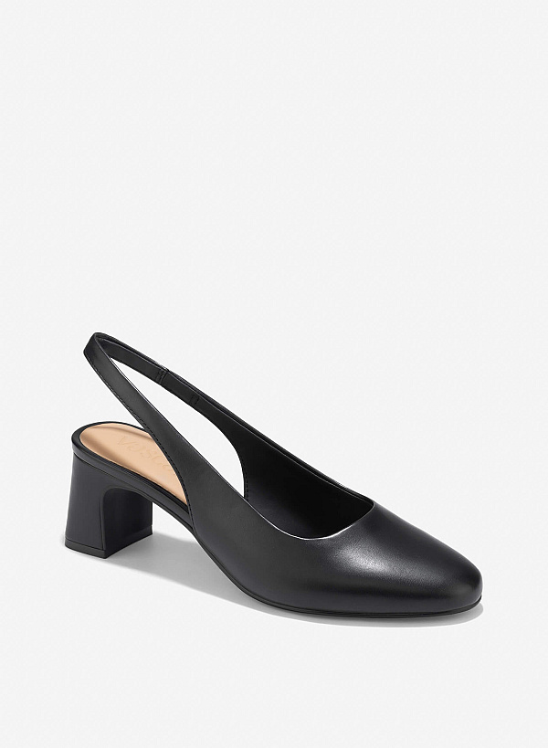 Round Toe Slingback - HIG 0665 - Black - VASCARA