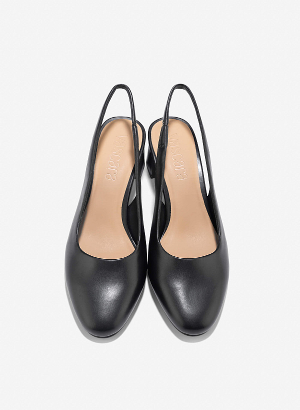 Round Toe Slingback - HIG 0665 - Black - VASCARA