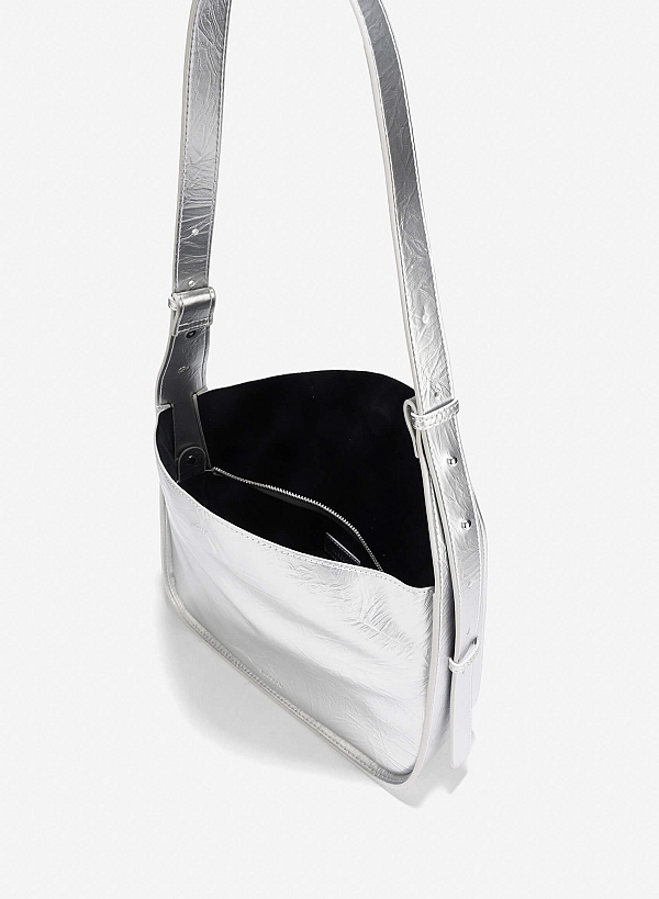 Slouchy Shoulder Bag - TTE 0164 - Silver - VASCARA