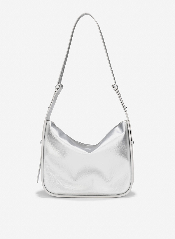 Slouchy Shoulder Bag - TTE 0164 - Silver - VASCARA