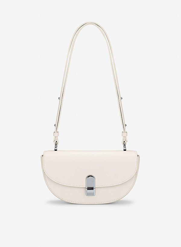 View more item Snap Lock Half-Moon Shoulder Bag - MES 0286 - Cream