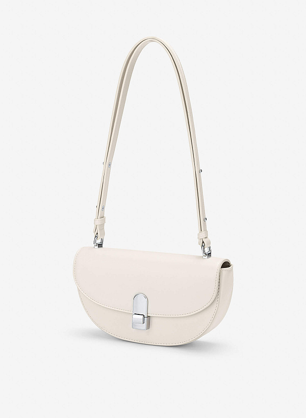 View more item Snap Lock Half-Moon Shoulder Bag - MES 0286 - Cream
