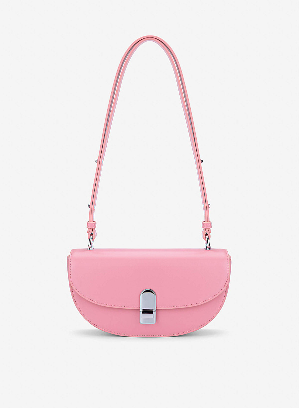 View more item Snap Lock Half-Moon Shoulder Bag - MES 0286 - Pink