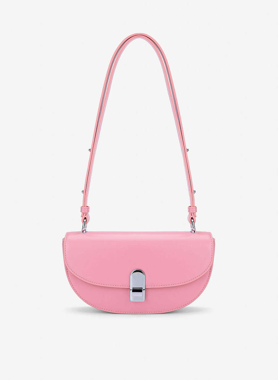 Snap Lock Half-Moon Shoulder Bag - MES 0286 - Pink - vascara.com