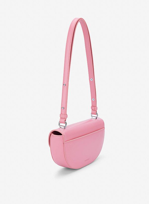 Snap Lock Half-Moon Shoulder Bag - MES 0286 - Pink - VASCARA