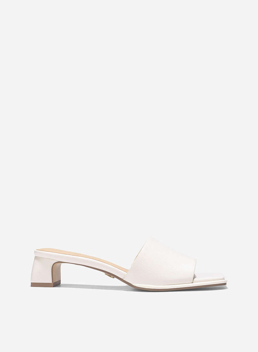 Strap Block Heels - MUL 0214 - Cream - vascara.com