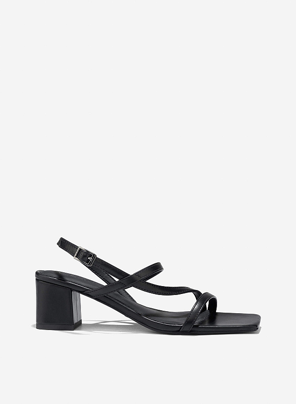 Strappy Block Heel Sandals - PUM 0797 - Black