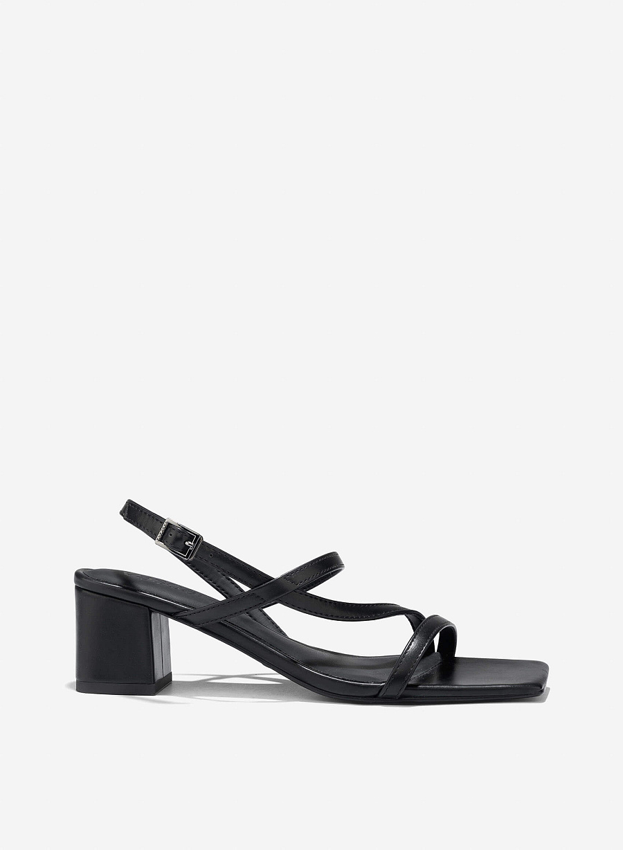 Strappy Block Heel Sandals - PUM 0797 - Black - vascara.com