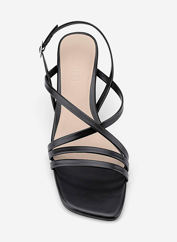 Strappy Kitten Heel Sandals - PUM 0818 - Black - VASCARA