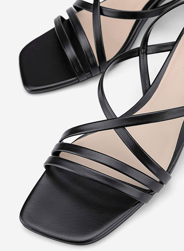 Strappy Kitten Heel Sandals - PUM 0818 - Black - VASCARA