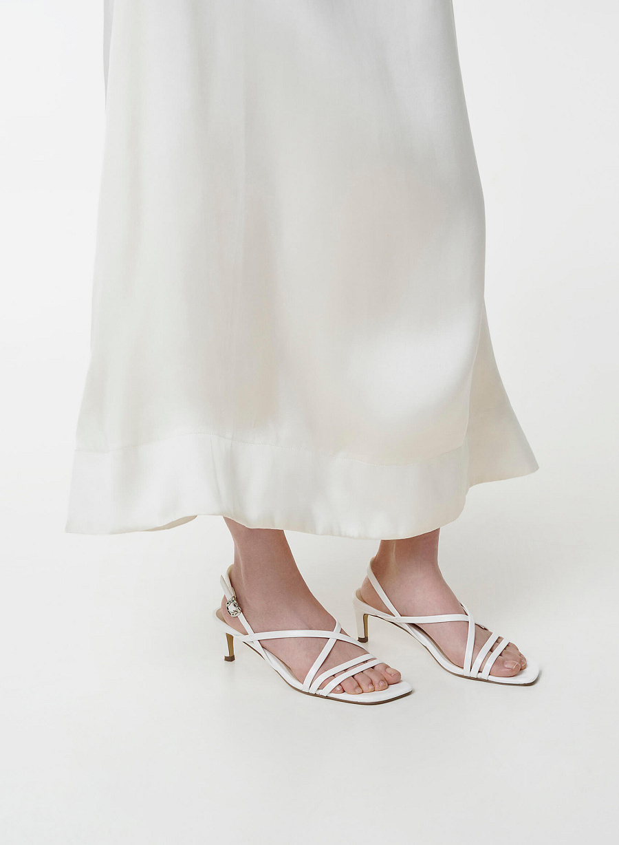 Strappy Kitten Heel Sandals - PUM 0818 - White - vascara.com