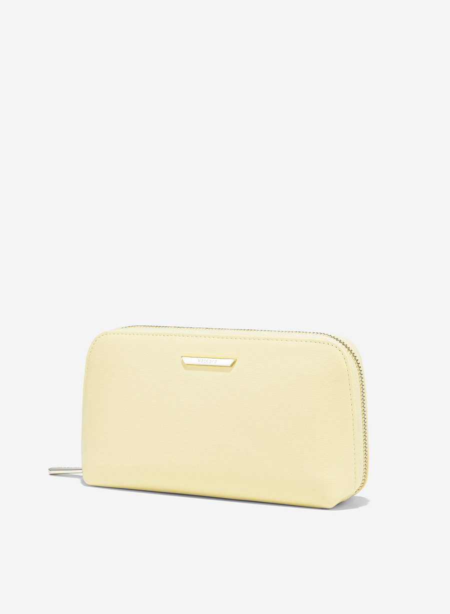 Striped Handheld Wallet - WLL 0311 - Light Yellow - vascara.com
