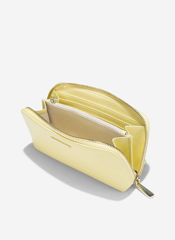 Striped Handheld Wallet - WLL 0311 - Light Yellow - VASCARA