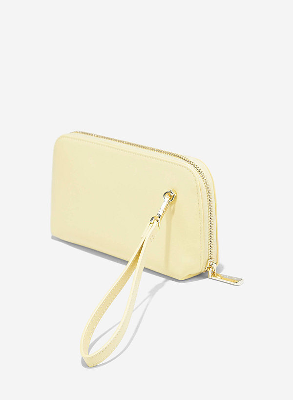 Striped Handheld Wallet - WLL 0311 - Light Yellow - VASCARA