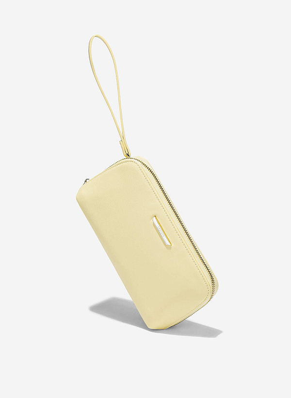 Striped Handheld Wallet - WLL 0311 - Light Yellow - VASCARA