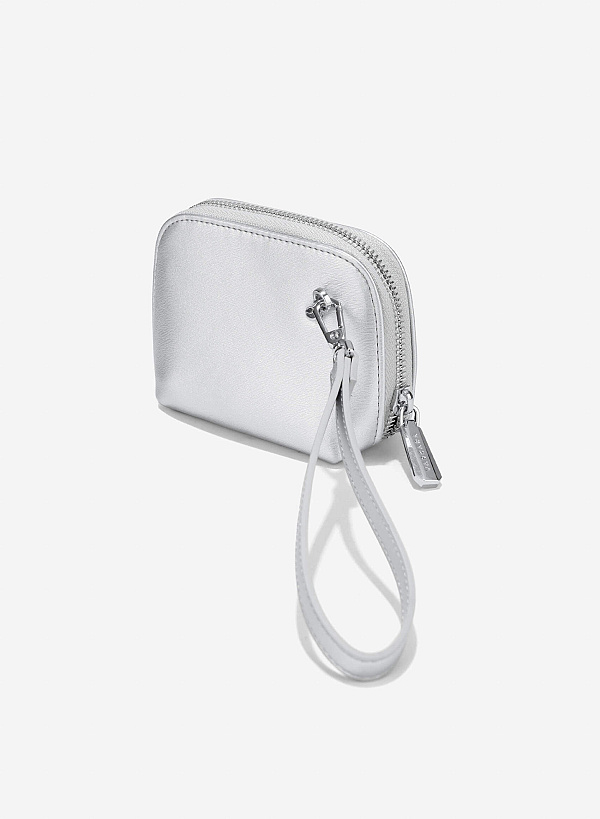 Striped Mini Wallet - WLL 0310 - Silver - VASCARA