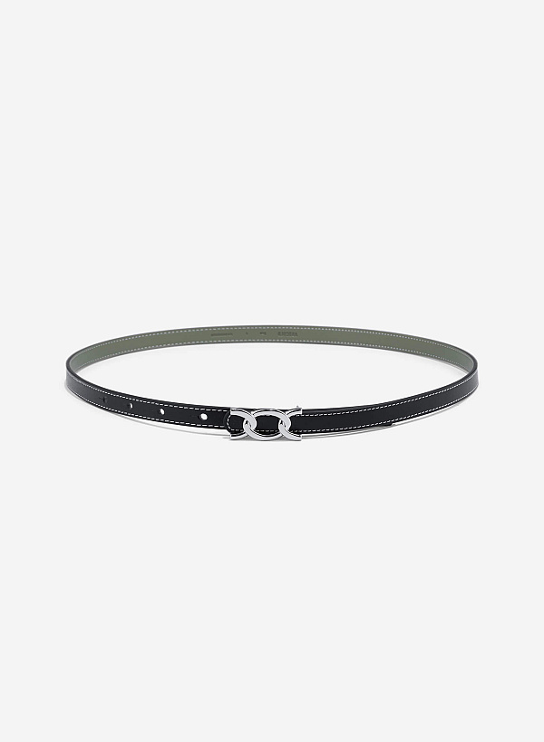View more item Stylized Buckle Thin Belt - BEL 0039 - Black