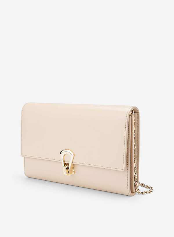 View more item Stylized Leather Clutch - CLT 0135 - Beige
