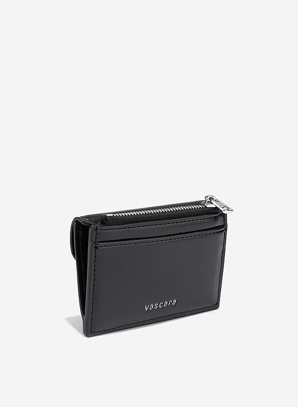 Stylized Saddle Mini Flap Wallet - WLL 0306 - Black - VASCARA