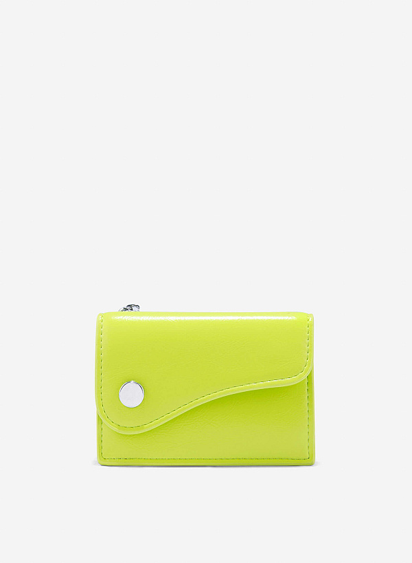Stylized Saddle Mini Flap Wallet - WLL 0306 - Light Green