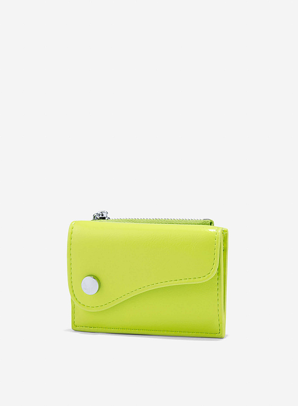 Stylized Saddle Mini Flap Wallet - WLL 0306 - Light Green - VASCARA