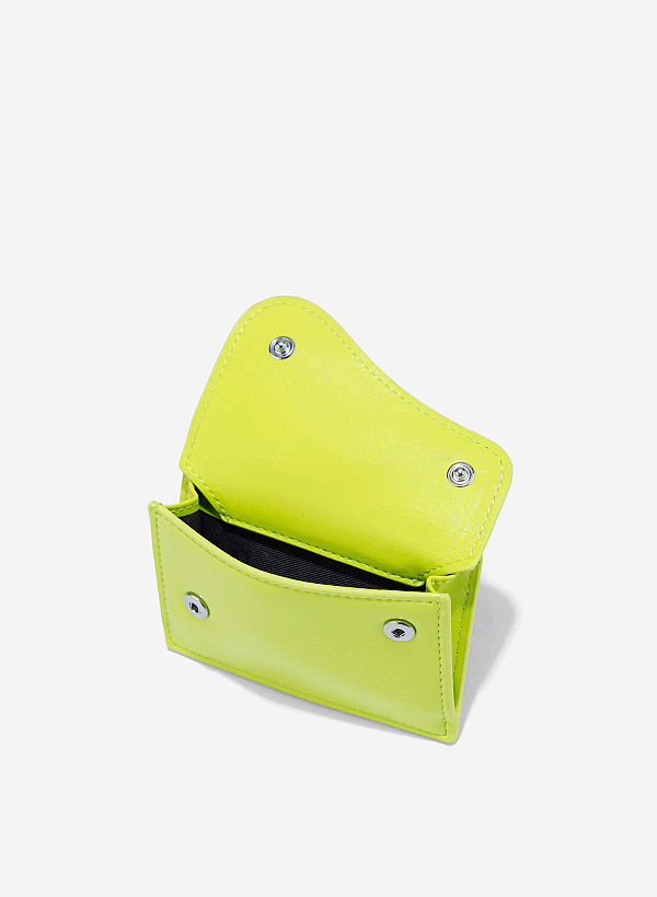 Stylized Saddle Mini Flap Wallet - WLL 0306 - Light Green - VASCARA