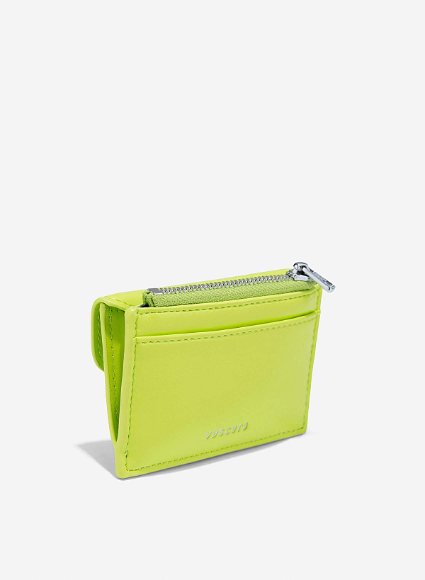 Stylized Saddle Mini Flap Wallet - WLL 0306 - Light Green - VASCARA
