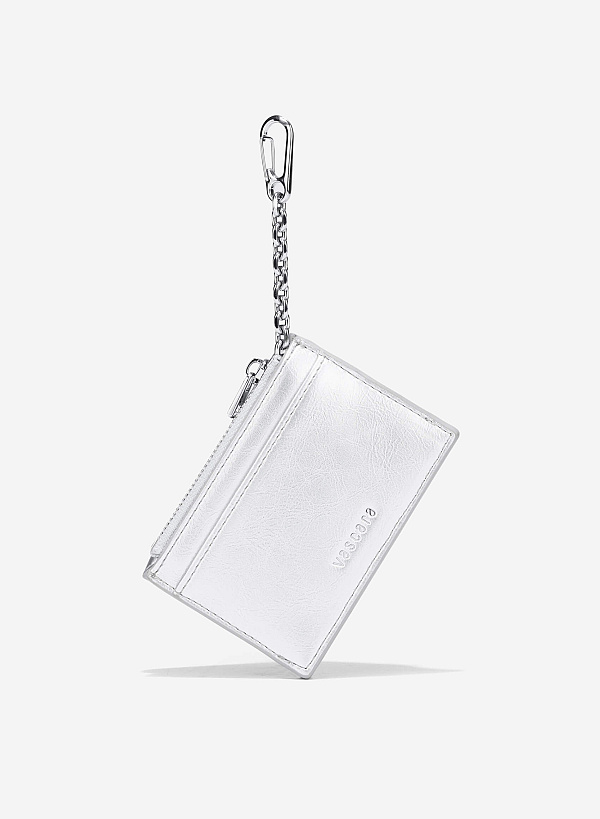 Stylized Saddle Mini Flap Wallet - WLL 0306 - Silver - VASCARA