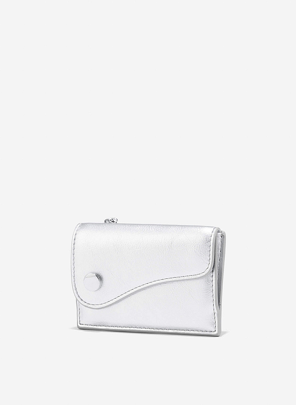 Stylized Saddle Mini Flap Wallet - WLL 0306 - Silver - VASCARA