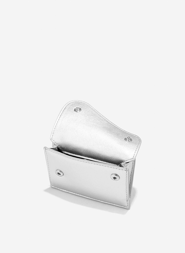 Stylized Saddle Mini Flap Wallet - WLL 0306 - Silver - VASCARA