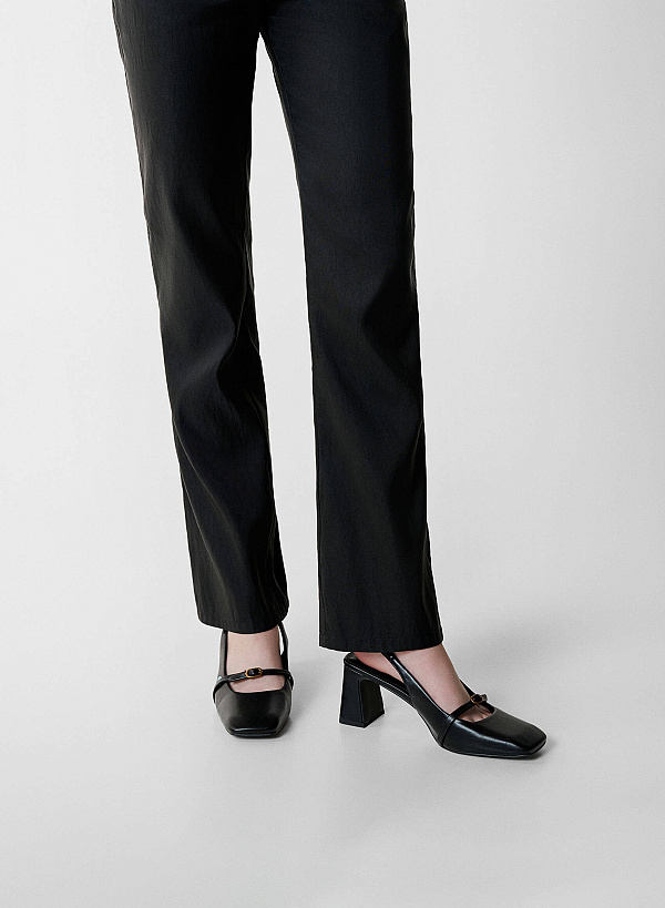 Stylized Square Toe Slingback - HIG 0678 - Black - VASCARA