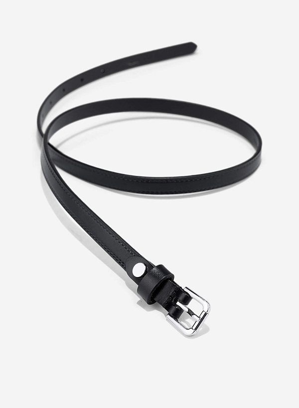 Thin Belt with Pattern - BEL 0037 - Black - VASCARA