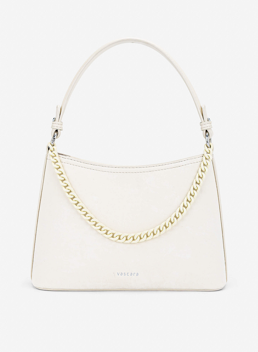 Tone-on-tone Chain Bucket Bag - TTE 0195 - Cream - vascara.com