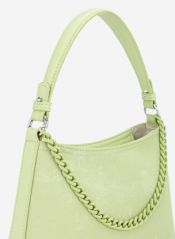 Tone-on-tone Chain Bucket Bag - TTE 0195 - Light Green - VASCARA